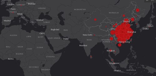 Mapa mostra em tempo real os países infectados pelo coronavírus